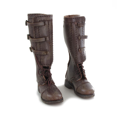 Leather US Cavalry Elk Hide Legging Top Laced Riding Boots (Brown)