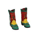 Genuine Leather Cowboy Boots with Patchwork Decoration