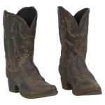 Weathered western leather boots (cowboy boots), brown
