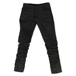 Heavy-duty raw denim jeans, weathered survivalist style (black)
