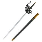 Officer-style rapier thrusting sword with scabbard and pierced guard