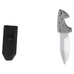 Compact tactical knife with black sheath