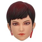 Vice character headsculpt (female), short auburn hair, red eyes, with dangling earrings