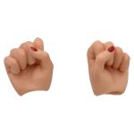 Caucasian female hands with red painted nails