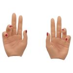 Caucasian female hands with red painted nails