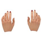 Caucasian female hands with red painted nails