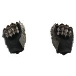 Armored gauntlet hands, weathered metal finish