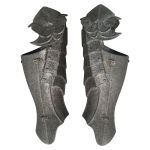 Lower leg armor / greaves, weathered metal finish (pair)