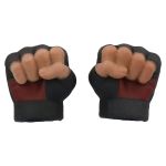 Caucasian hands with black fingerless gloves