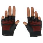 Caucasian hands with black fingerless gloves