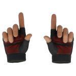 Caucasian hands with black fingerless gloves