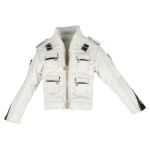 White racing / street-biker style jacket with gold zipper (Kyo style)