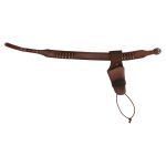 Worn-look leather gun belt with cartridge loops and holster (Brown)