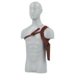 Brown leather shoulder holster for revolver with straps (Brown)