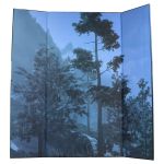Illustrated backdrop for forest-at-dusk diorama (Blue)