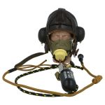 RAF leather flying helmet with oxygen mask and oxygen bottle (Brown)