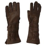 German Luftwaffe-style brown leather flight gloves