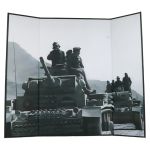 Illustrated armored vehicle diorama backdrop (Grey)