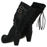 Bottes noires à talon moyen avec boucles, style bottes d’uniforme