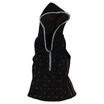 Schwarzes ärmelloses Kapuzentop mit Aufdruck