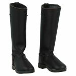Black officer high boots / jackboots in genuine leather