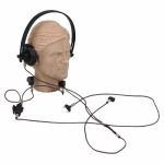 Panzer radio headset with headphones laryngophone in metal (Black)