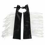 Schwarze Chaps / Beinschützer mit Nieten und weißen Fransen
