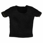 Schwarzes T-Shirt in Kettenhemd-Optik mit goldenen Einfassungen