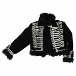 Schwarze pelzgefütterte Husaren-Pelisse mit silbernen Schnüren