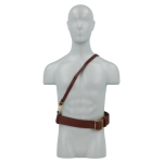 Officer leather belt (Sam Browne style) with shoulder strap (Brown)