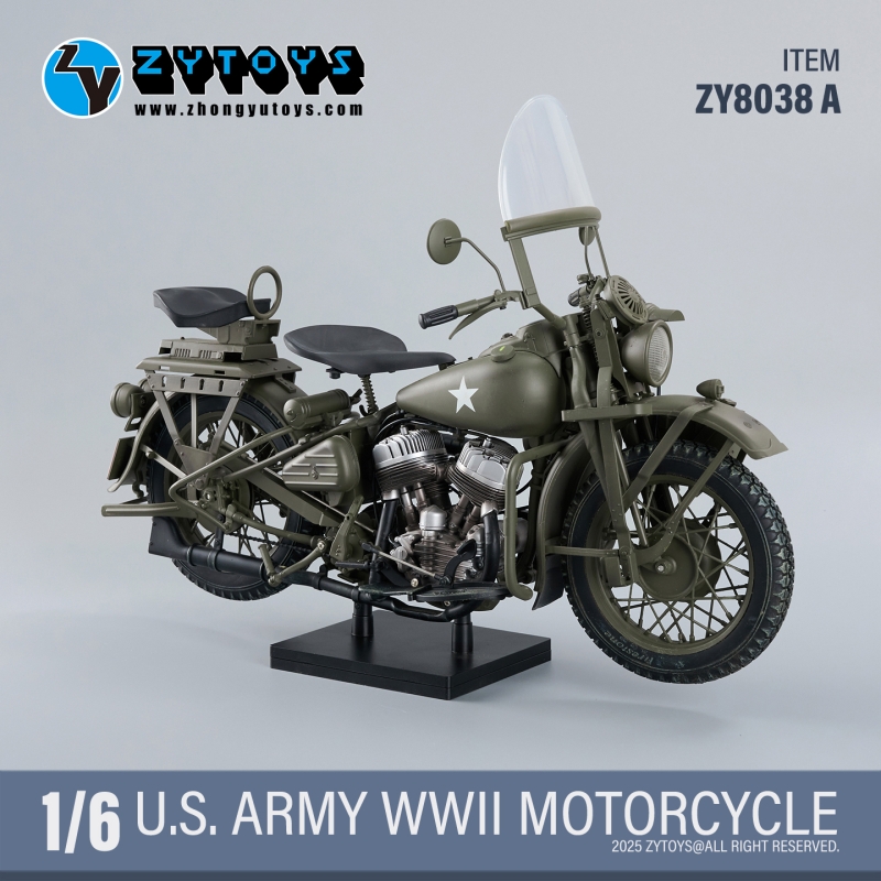 US Army WWII Harley-Davidson Motorcycle (Olive Drab) ZY Toys